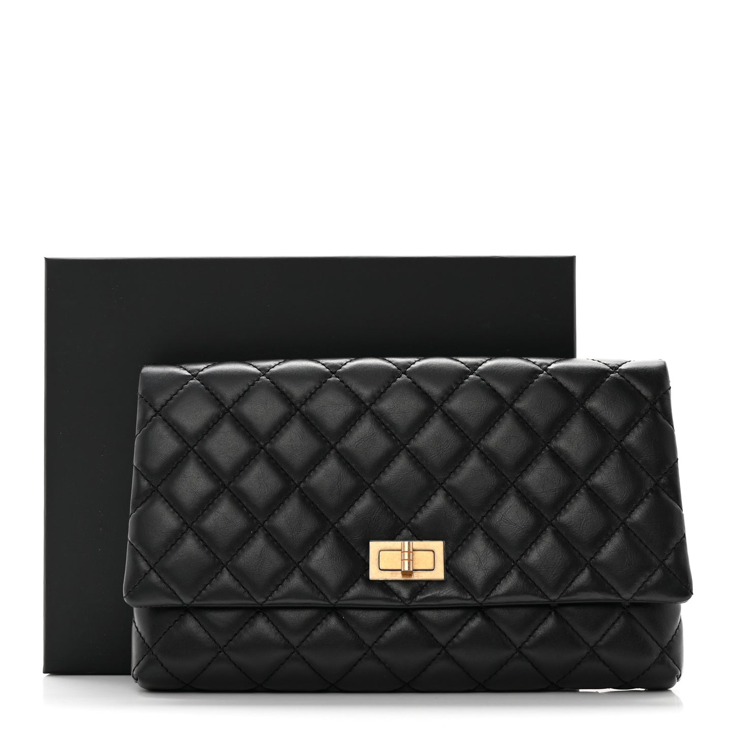 Aged Calfskin Quilted Reissue 2.55 Clutch Black