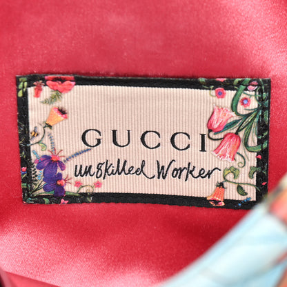 Gucci X UNSKILLED WORKER Calfskin Matelasse Flora Painted Small GG Marmont Chain Shoulder Bag Cloudy Blue Multicolor 8 of 10
