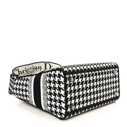 Christian Dior Canvas Houndstooth Embroidered Medium Lady D-Lite Black White 4 of 10