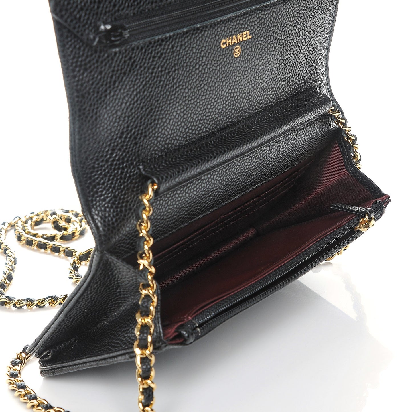 Caviar Quilted Wallet On Chain WOC Black