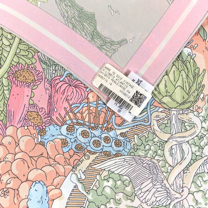 Hermes Silk Vintage Ex Libris Atlantis Scarf 70 Gris Perle Rose Pale 3 of 3
