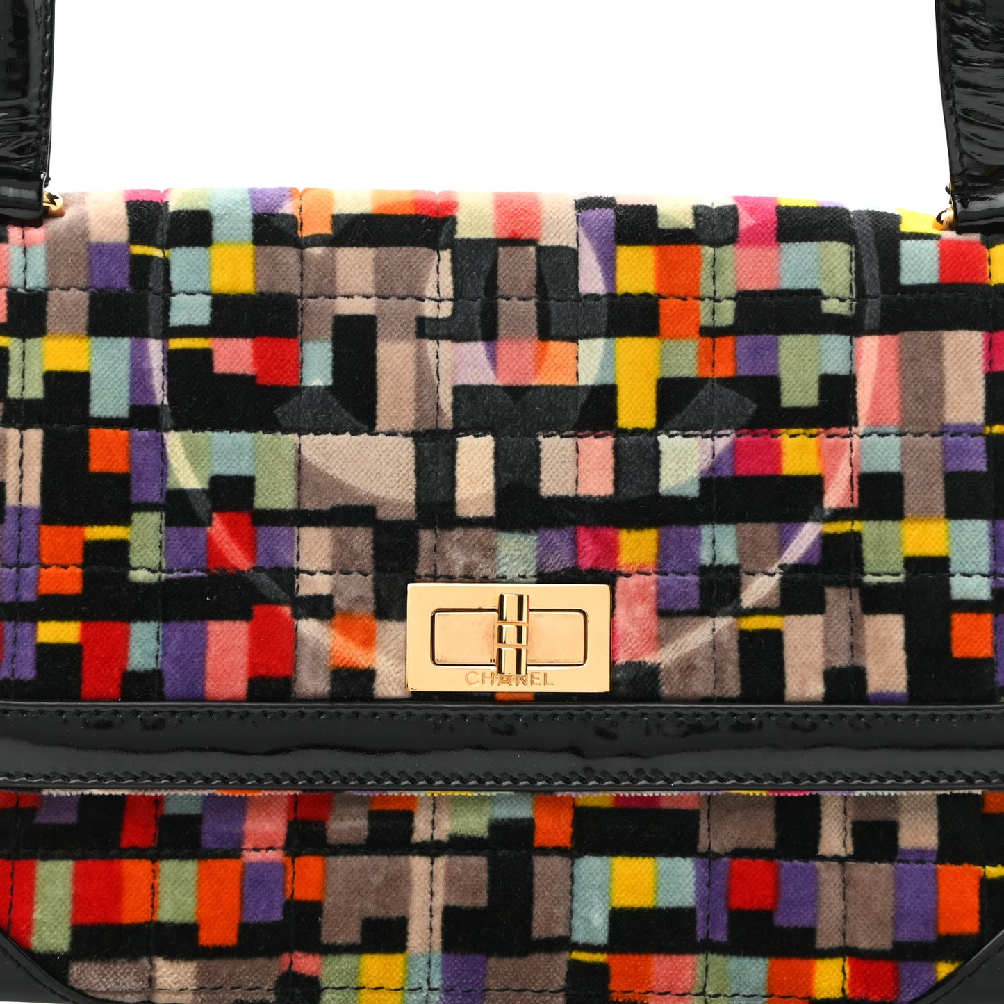 Patent Velvet Quilted Cubist Flap