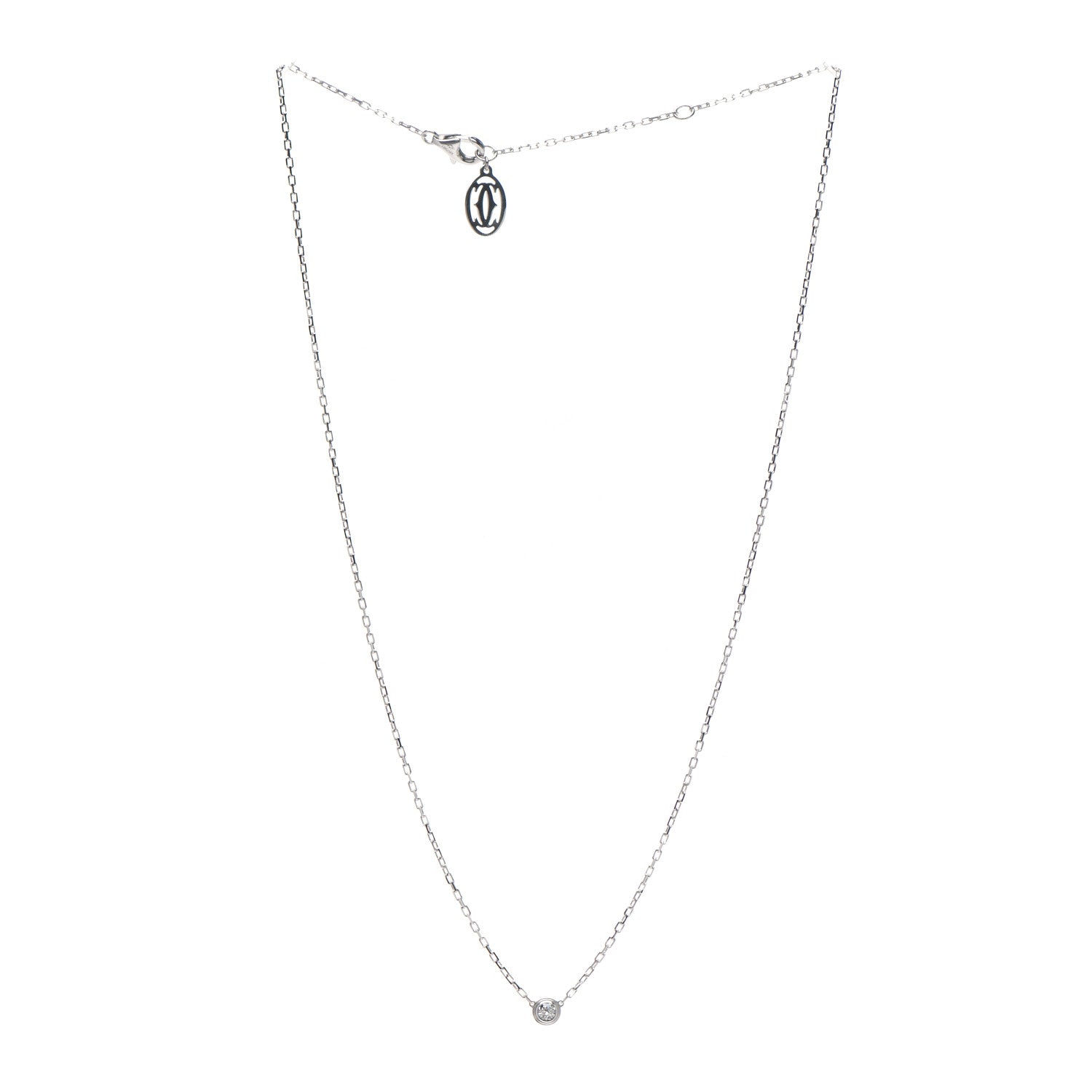 Cartier 18K White Gold Diamond SM D'Amour Pendant Necklace 3 of 6