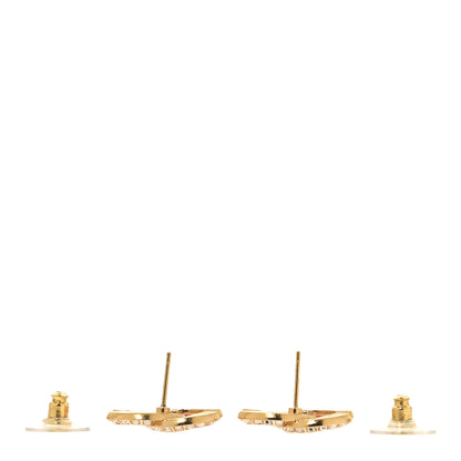Chanel Baguette Crystal Enamel CC Earrings Gold Pink 3 of 5