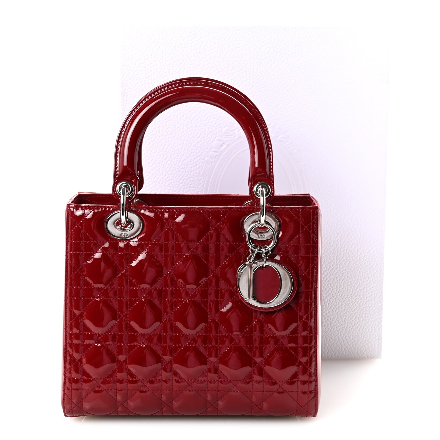 Patent Cannage Medium Lady Dior Red