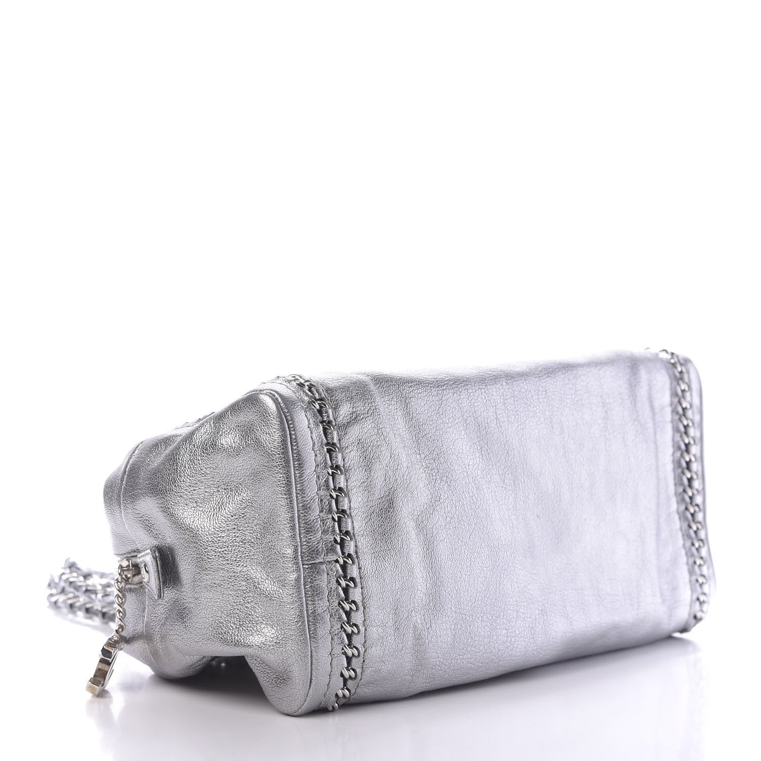 Chanel Metallic Goatskin Medium Luxe Ligne Bowler Silver 4 of 11