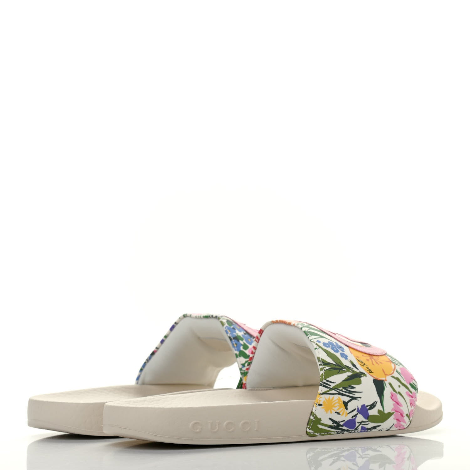 Gucci X KEN SCOTT Rubber Infinity Giardino d Apri Interlocking G Womens Pool Slide Sandals 35 Ivory Pink Wild Rose 3 of 4