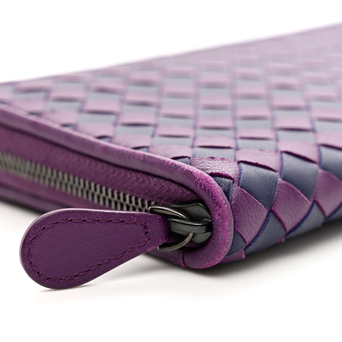Nappa Intrecciato Zip Around Wallet Mona Lisa Atlantic