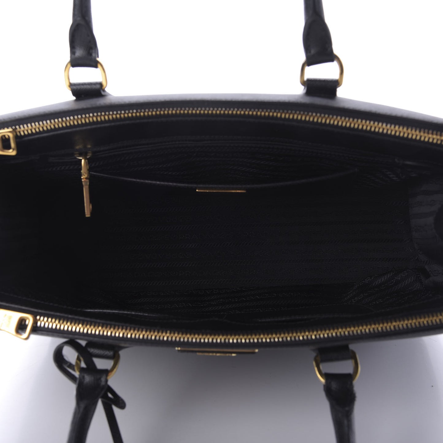 Saffiano Medium Galleria Double Zip Tote Black
