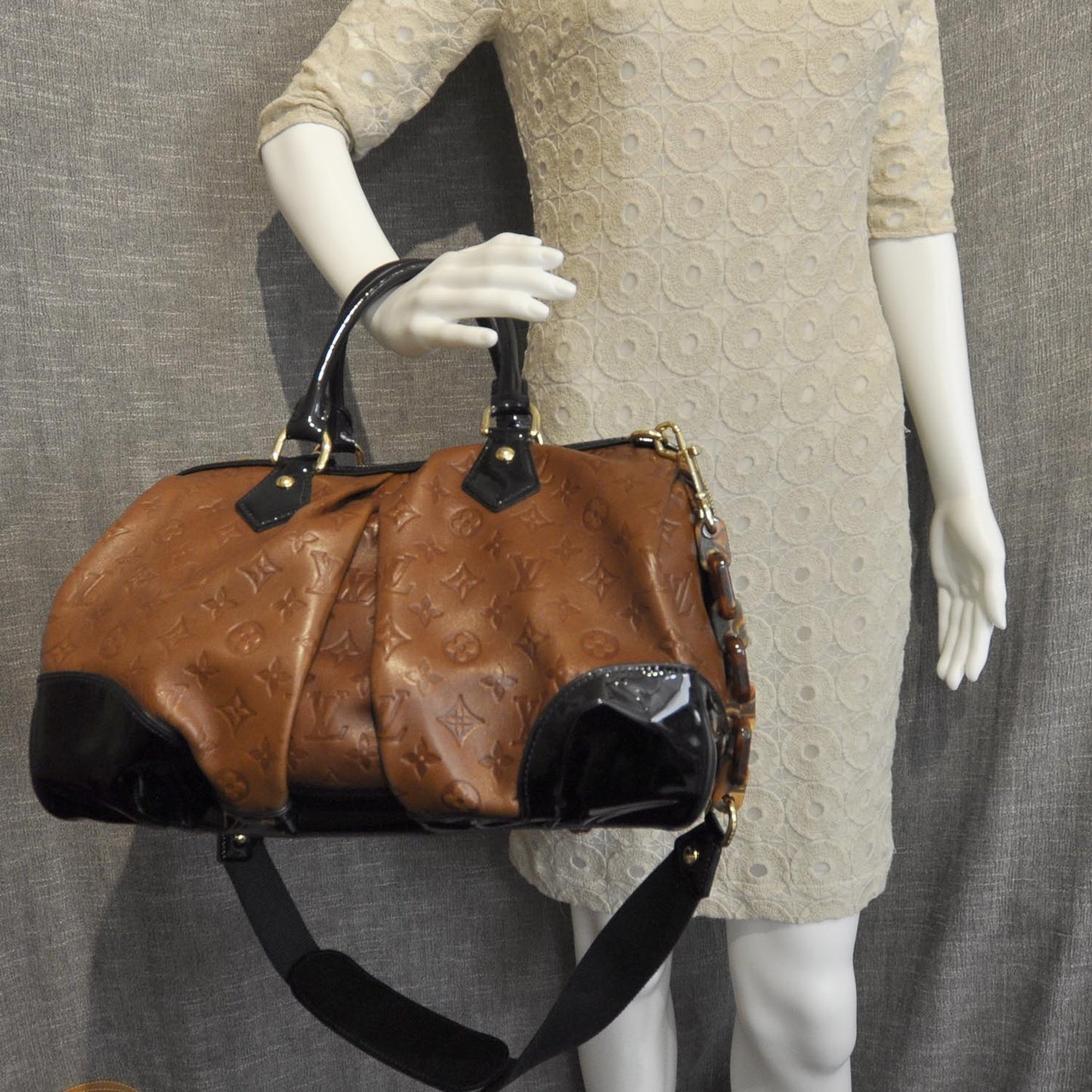 Cuir Embossed Monogram Stephen Bag Fauve
