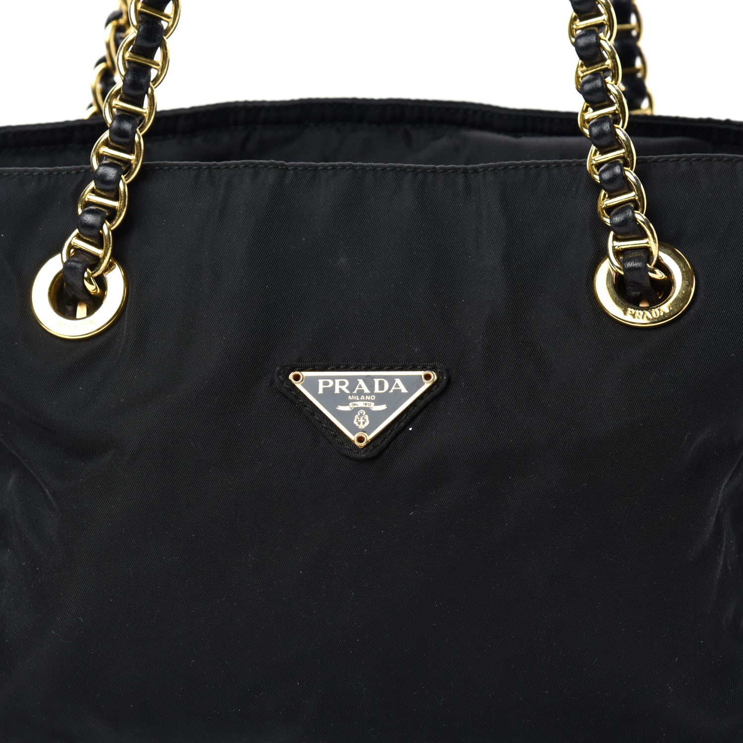 Prada Nylon Tessuto Acciaio Chain Shoulder Bag Black 9 of 10