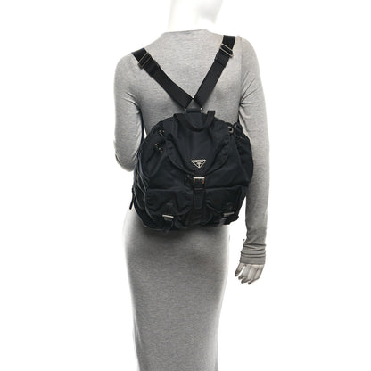 Prada Tessuto Nylon Saffiano Medium Backpack Black 2 of 10