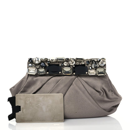 Prada Satin Crystal Clutch Fumo 3 of 7