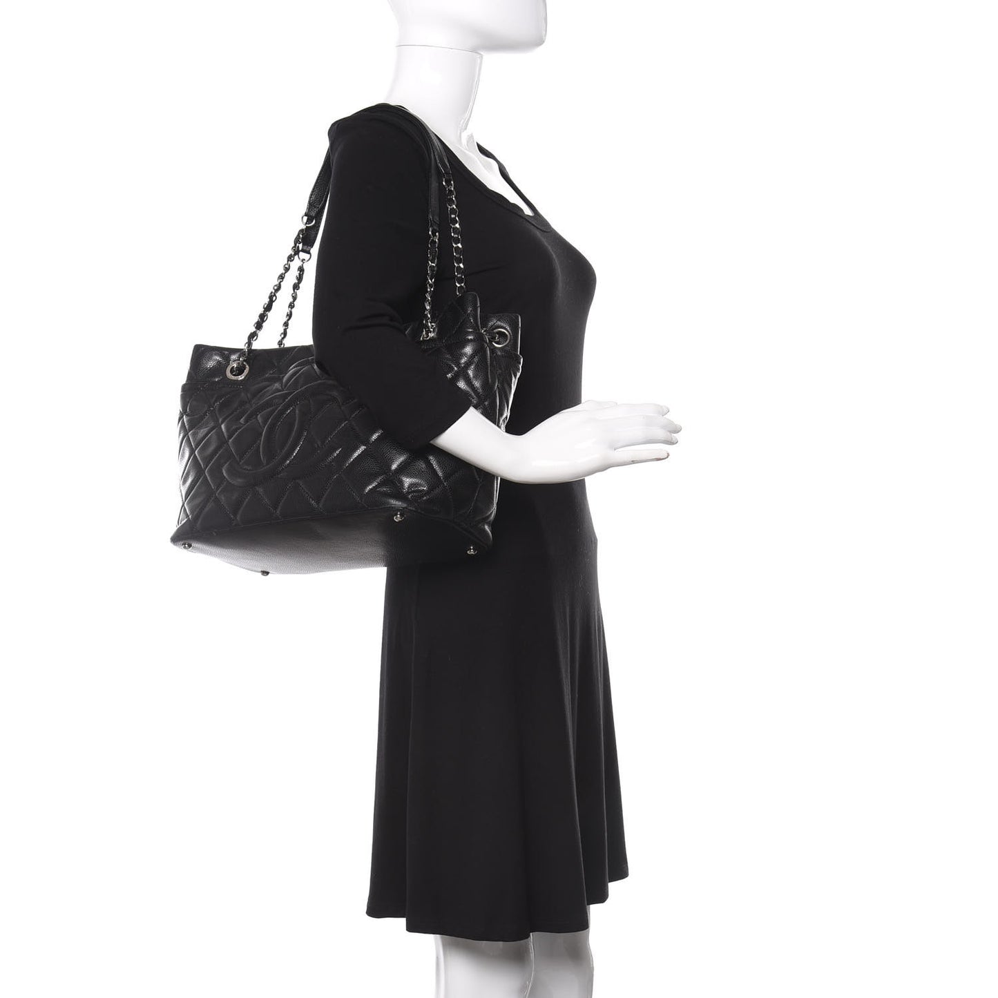 Caviar Quilted Timeless CC Soft Tote Black