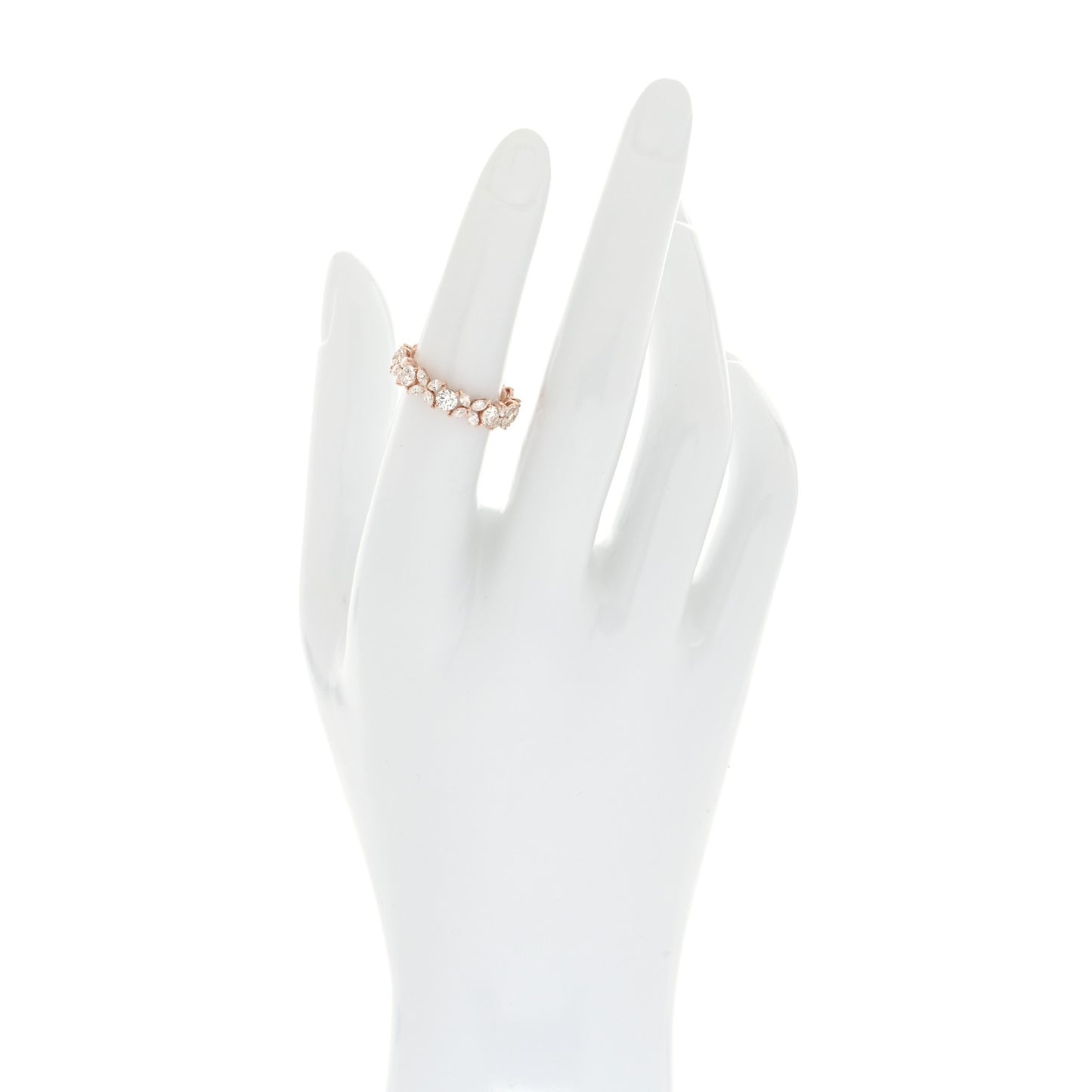 18K Rose Gold Diamond Victoria Alternating Band Ring 52 6