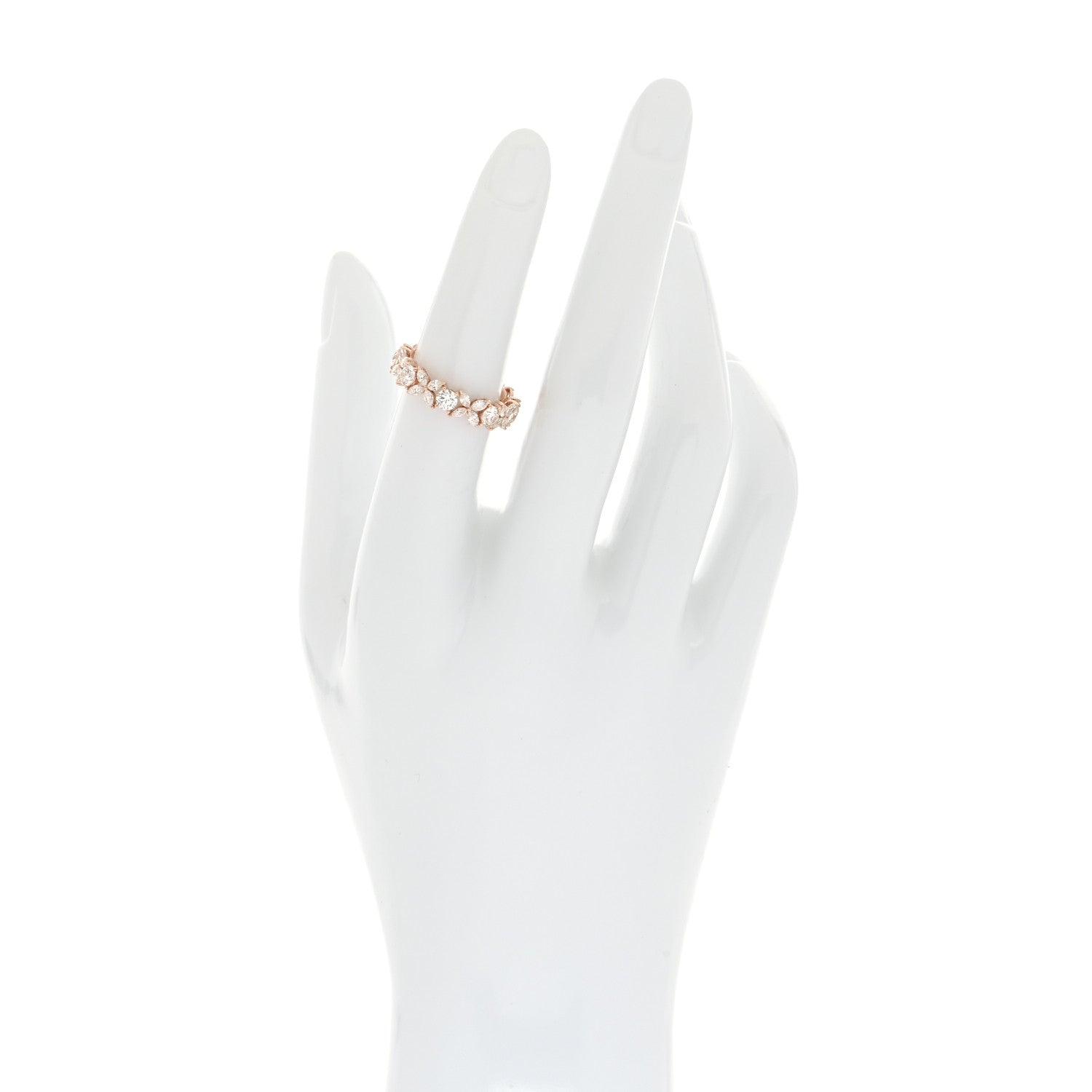 Tiffany 18K Rose Gold Diamond Victoria Alternating Band Ring 52 6 2 of 4