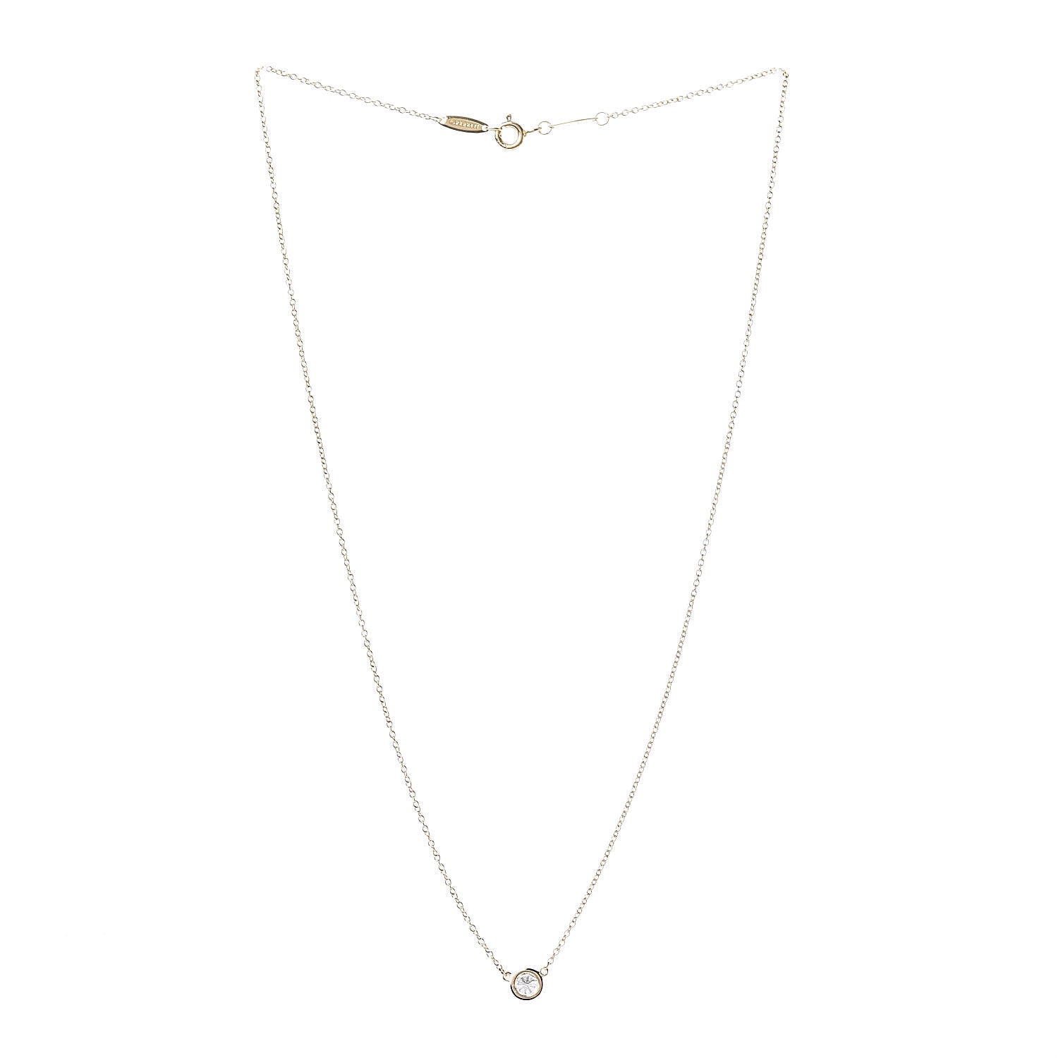 Tiffany 18K Yellow Gold Diamond .25ct Elsa Peretti Diamonds by the Yard Pendant Necklace 3 of 9