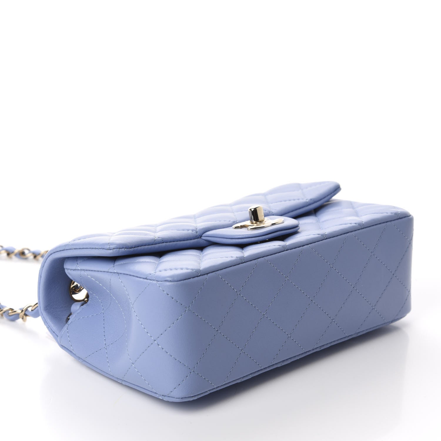 Chanel Lambskin Quilted Mini Rectangular Flap Light Blue 4 of 11