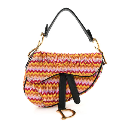 Christian Dior Embroidered Fringe Beaded Mini Saddle Bag Multicolor 1 of 11