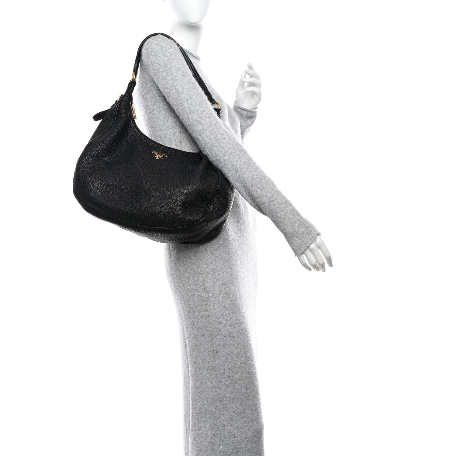 Prada Vitello Daino Hobo Black 2 of 9