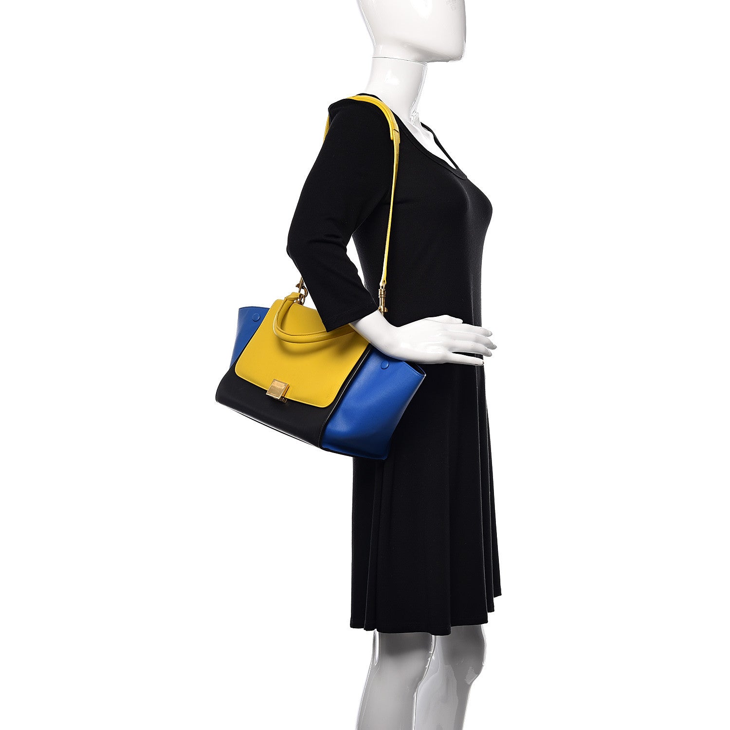 Celine Smooth Calfskin Tri-color Small Trapeze Sunflower 2 of 21