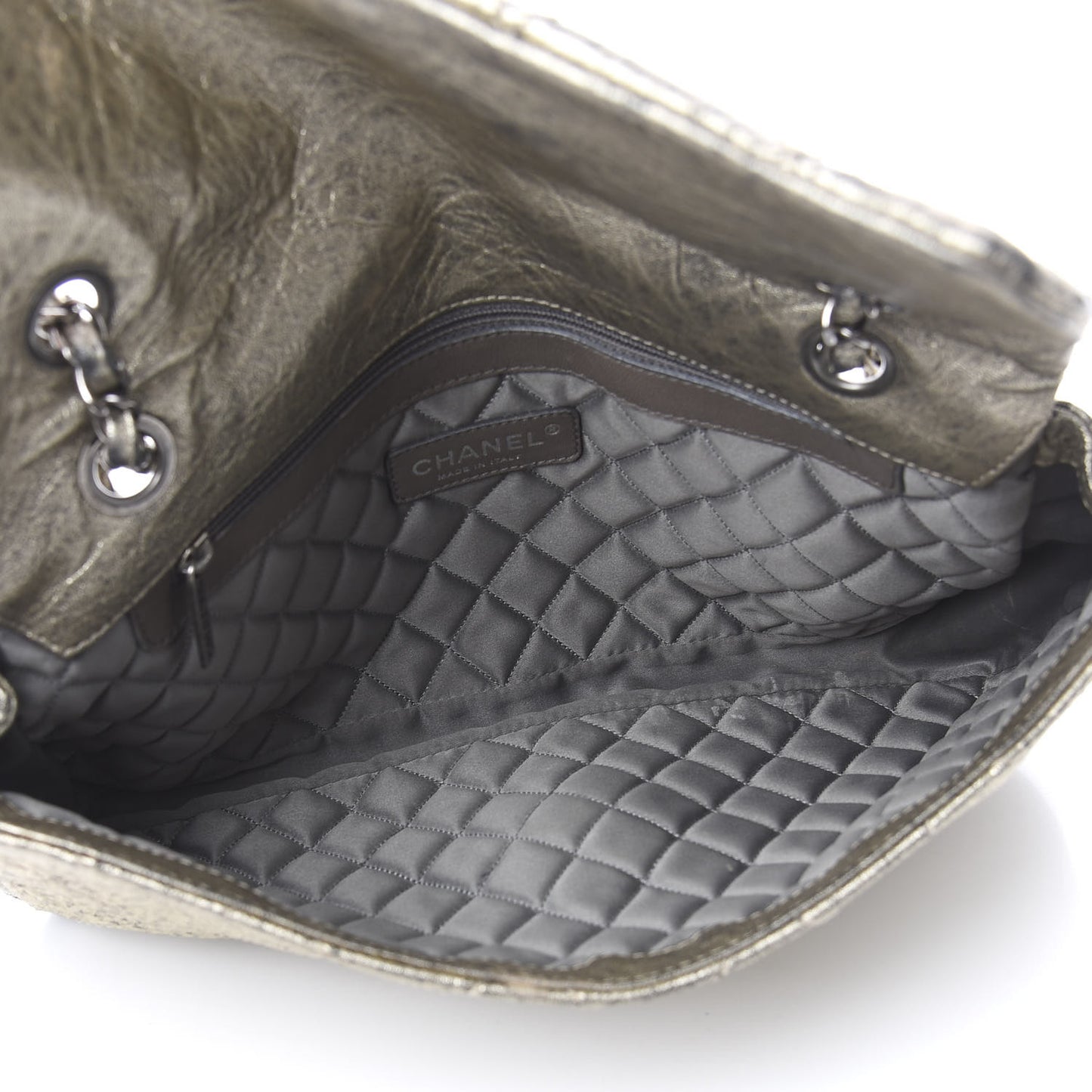 Distressed Metallic Lambskin Quilted Le Marais Ligne Flap Gold