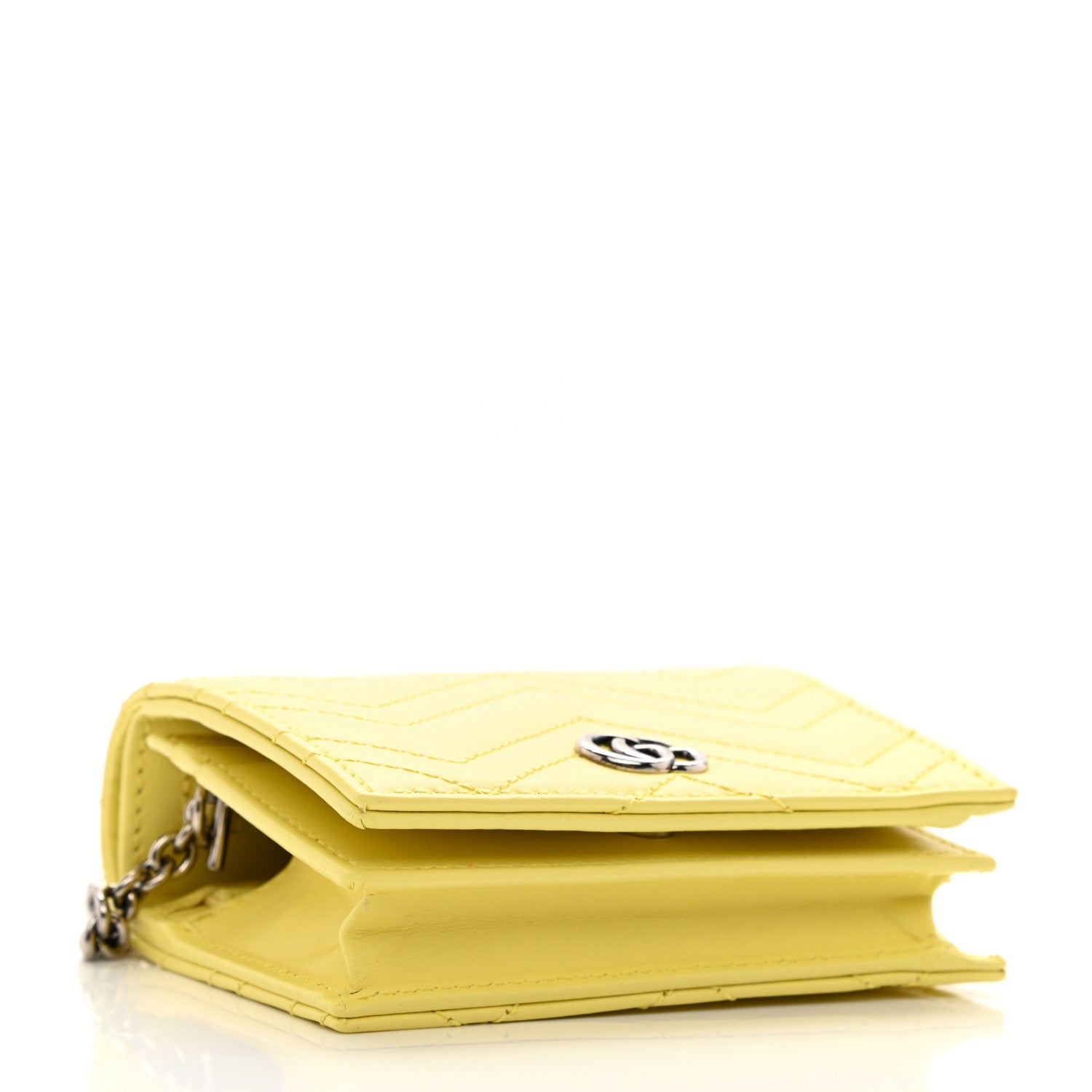 Gucci Calfskin Matelasse GG Marmont Mini Wallet On Chain Banana 4 of 10