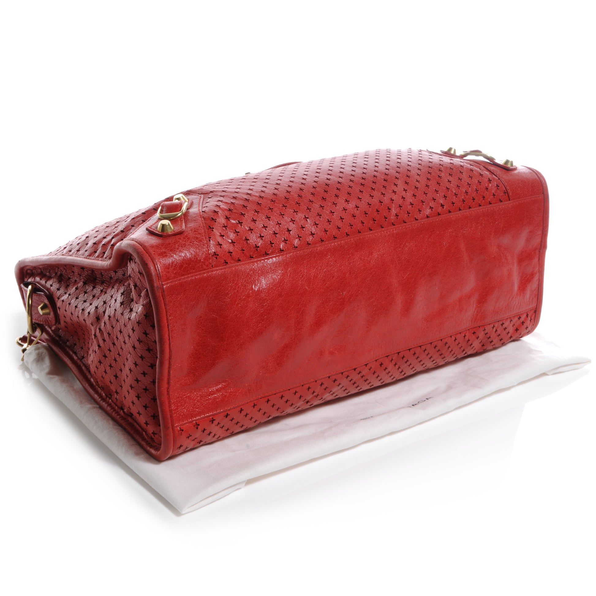 Balenciaga Agneau Cross Perforated City Ruby Red 32 of 38
