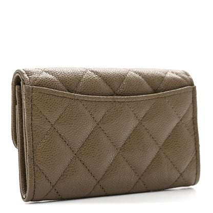 Chanel Caviar Quilted Flap Card Holder Wallet Dark Khaki 3 of 9