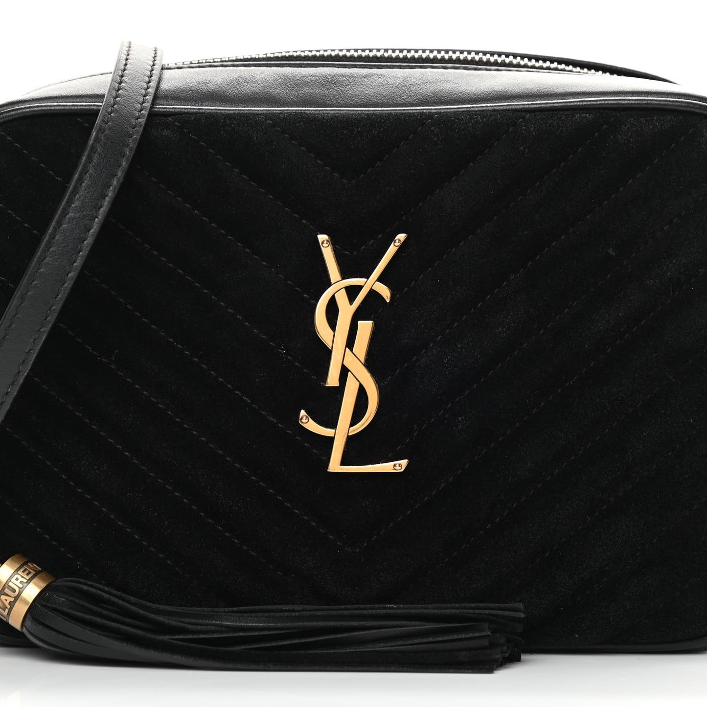 Suede Calfskin Monogram Lou Camera Bag Black