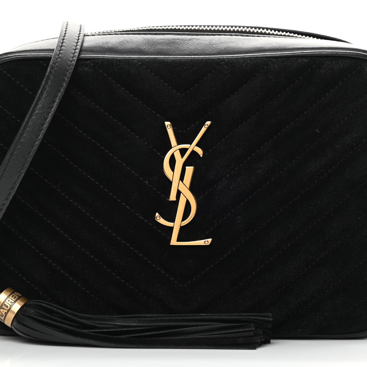 Saint Laurent Suede Calfskin Monogram Lou Camera Bag Black 8 of 14