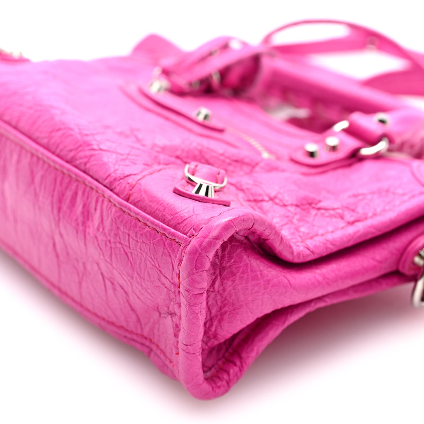 Agneau Classic Silver Hardware Nano City Fuchsia