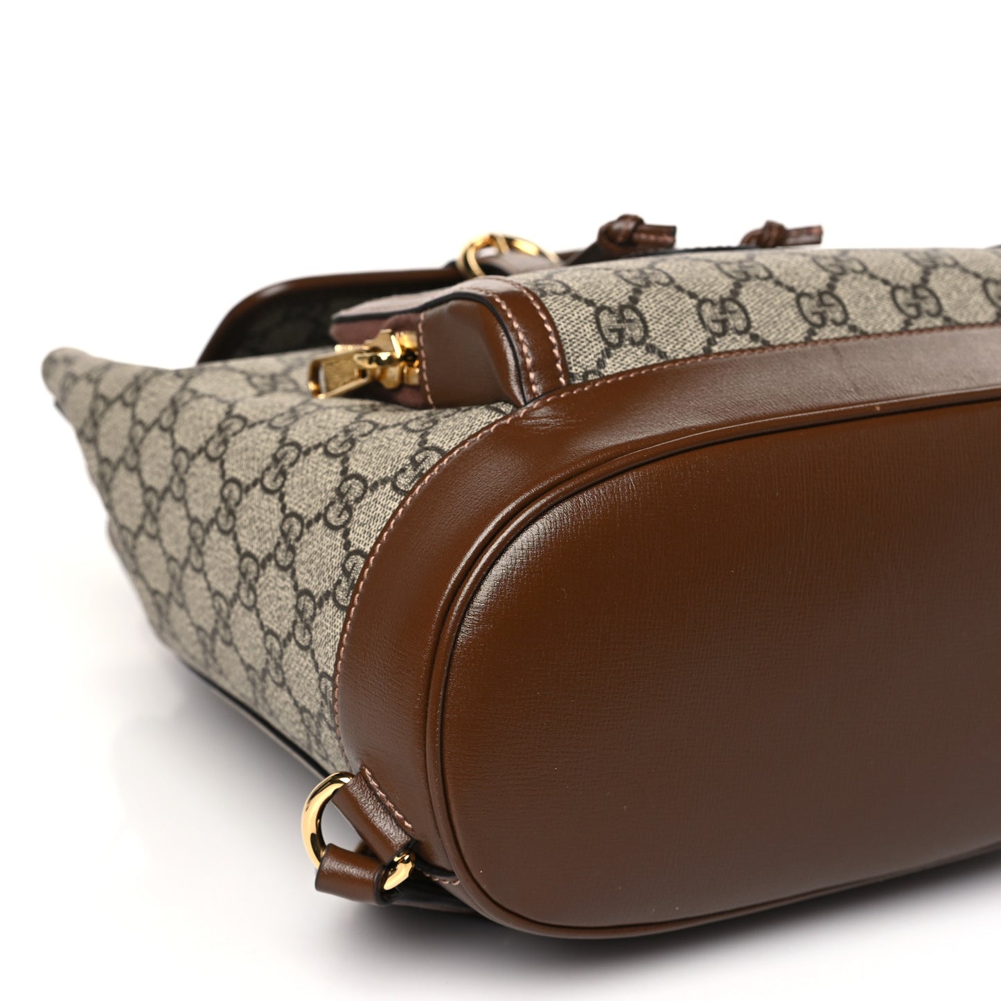 GG Supreme Monogram Azalea Calfskin Retro Interlocking G Buckle Backpack Beige Ebony Brown Sugar