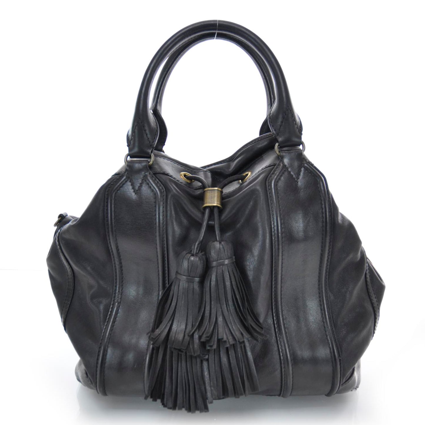 Leather Large Collins Tote Black