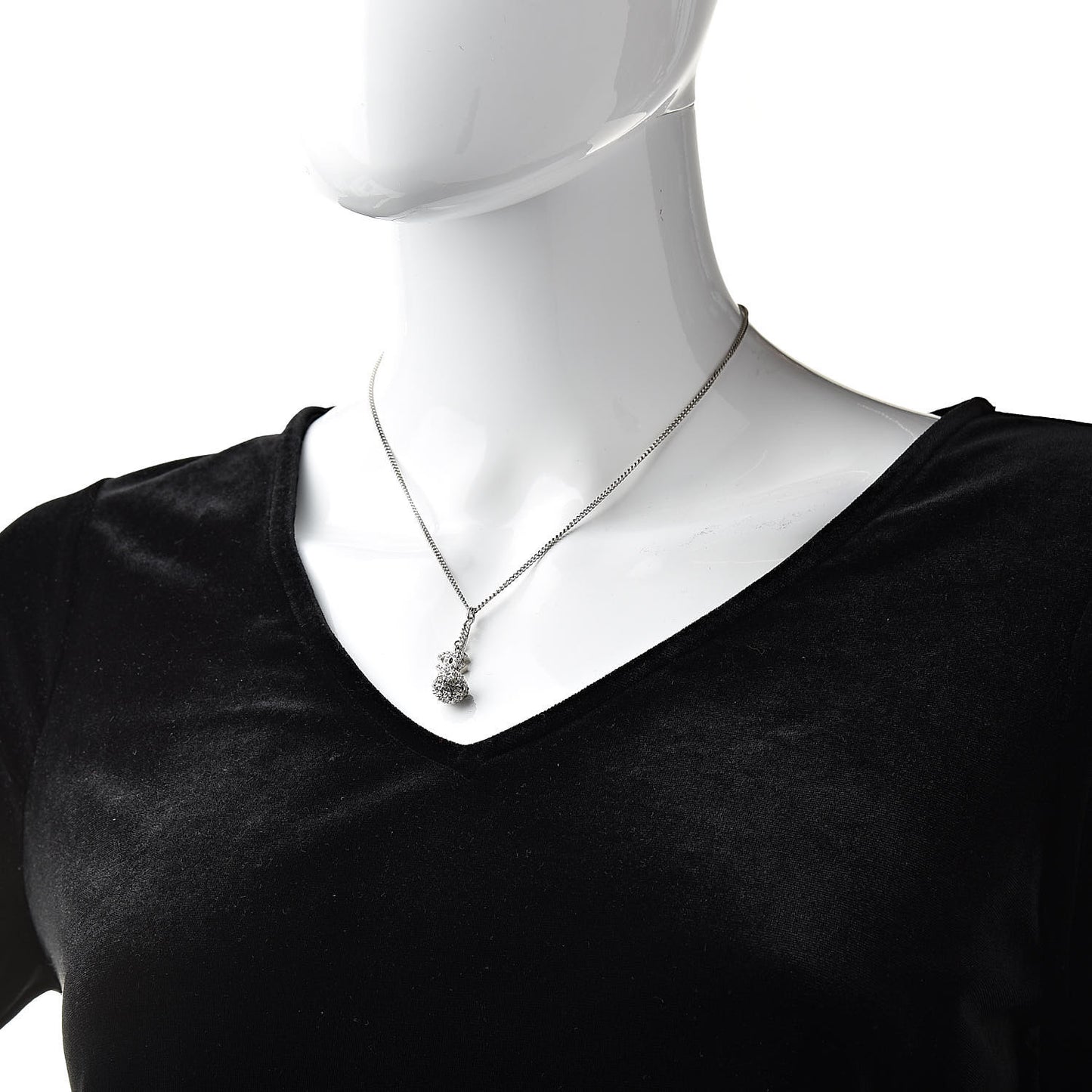 Crystal CC Ball Pendant Necklace Silver