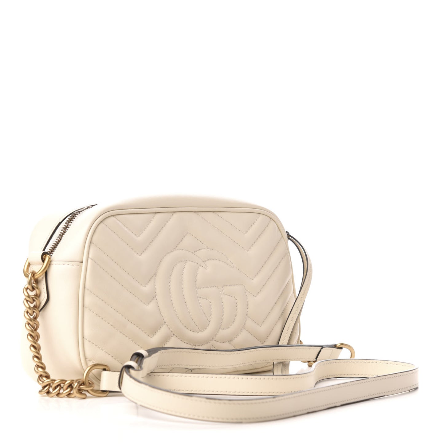 Calfskin Matelasse Small GG Marmont Chain Shoulder Bag White