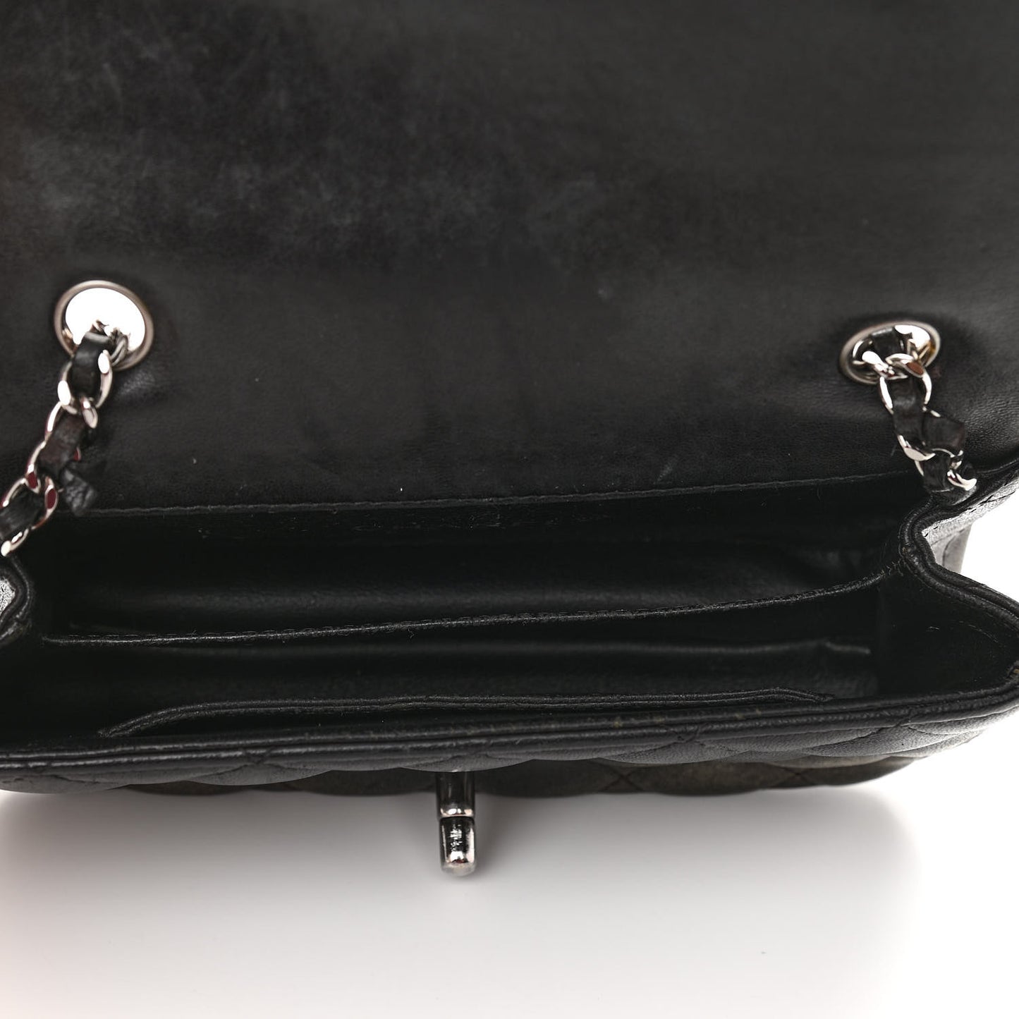 Lambskin Quilted Extra Mini Rectangular Flap Black
