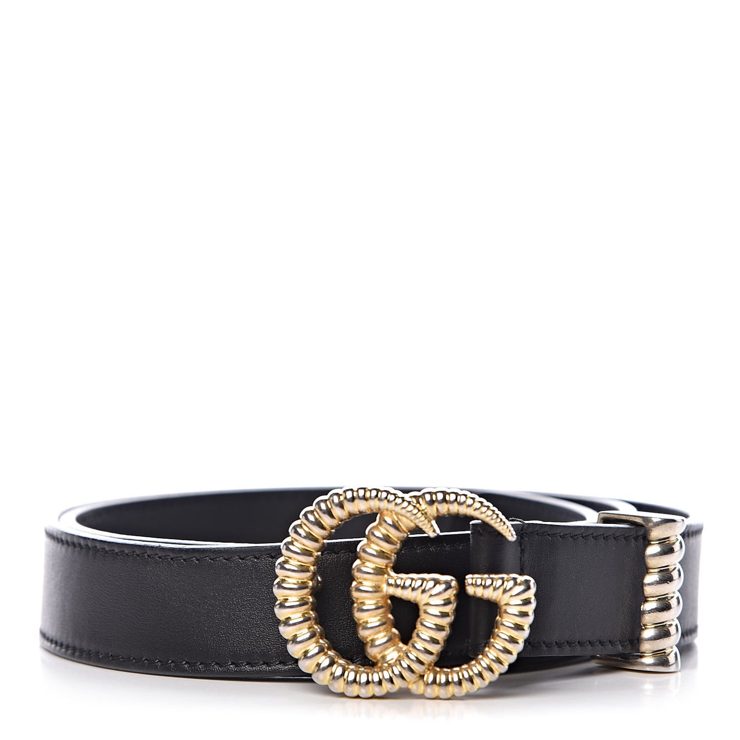 Moon Calfskin Torchon Double G 25mm Belt 80 32 Black