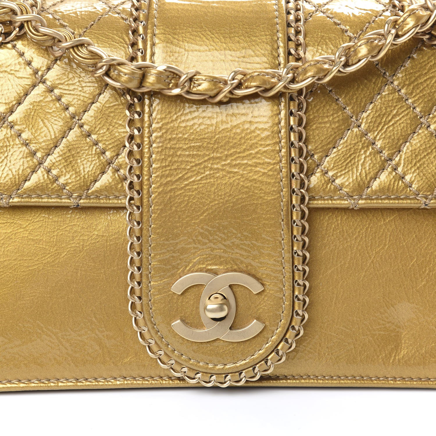Chanel Patent Medium Madison Flap Gold 7 of 15