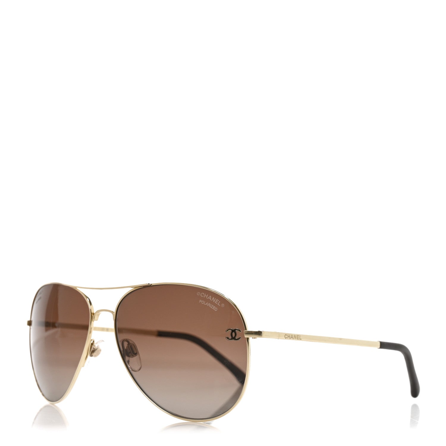 Chanel Aviator CC Sunglasses 4189-T-Q Gold 1 of 6