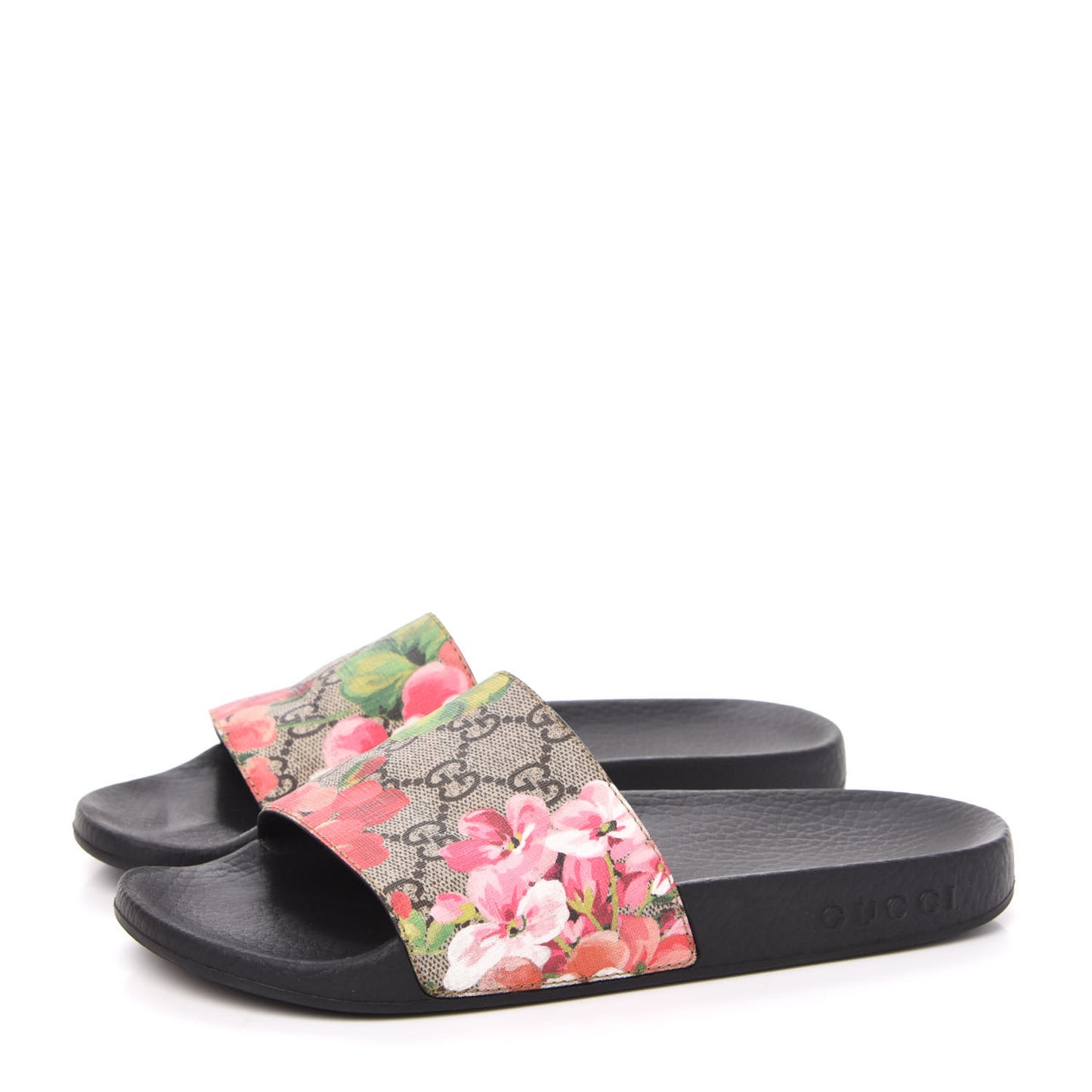 GG Supreme Monogram Blooms Slide Sandals 36 Beige Multicolor