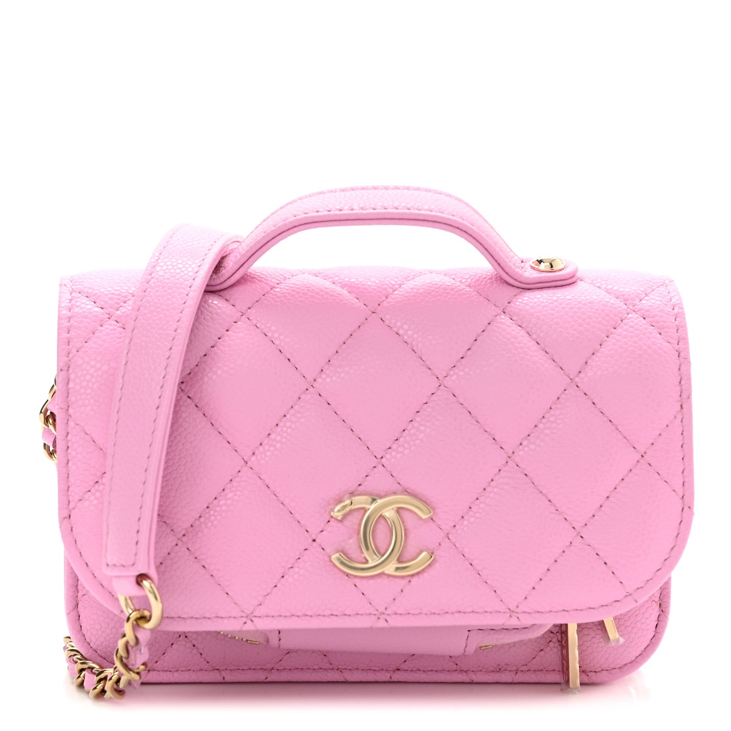 Caviar Quilted Business Affinity Clutch With Chain Flap Lilac