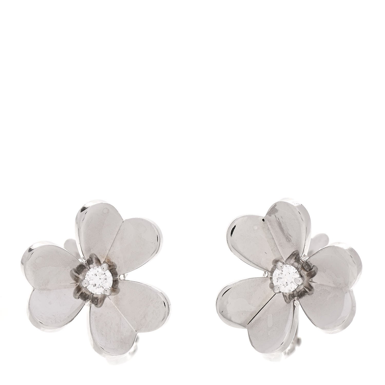 Van Cleef & Arpels 18K White Gold Diamond Small Frivole Earrings 1 of 6