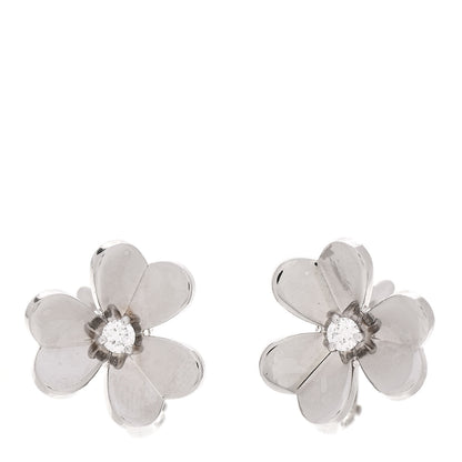 Van Cleef & Arpels 18K White Gold Diamond Small Frivole Earrings 1 of 6