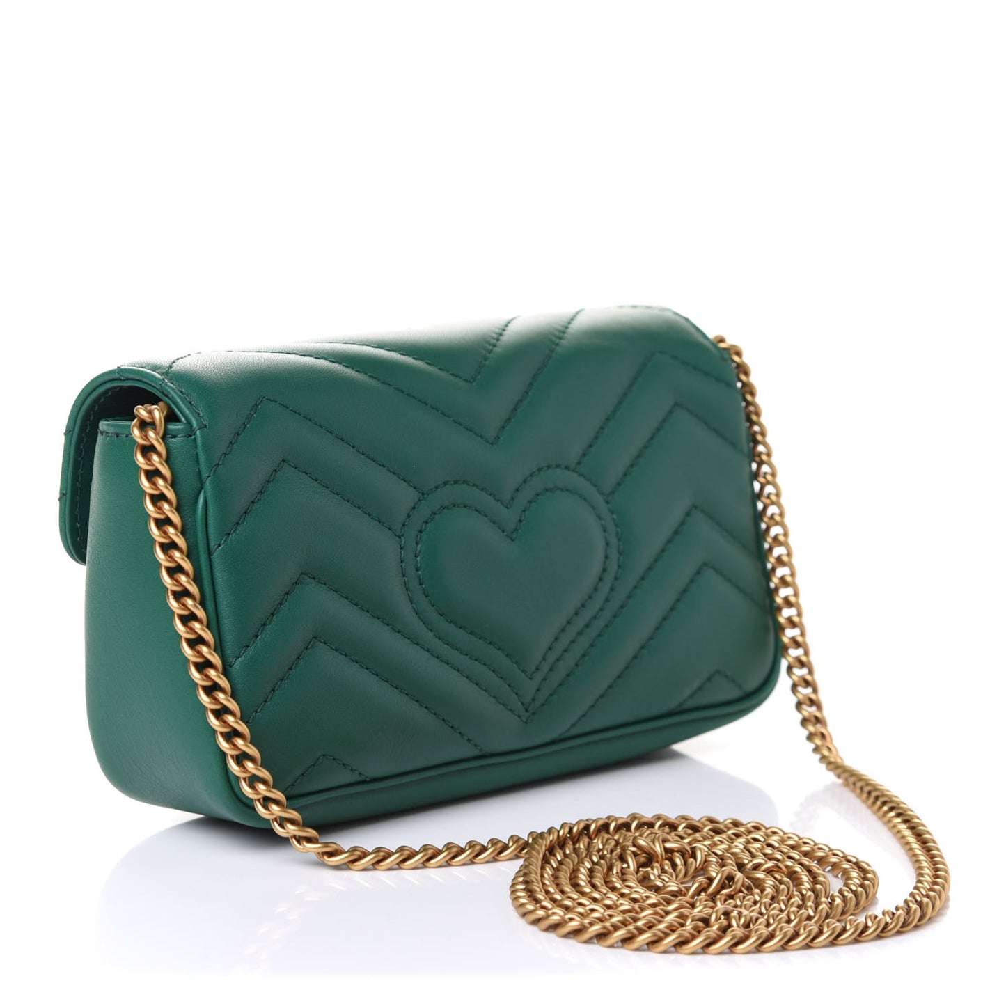 Calfskin Matelasse Super Mini GG Marmont Shoulder Bag Emerald Green