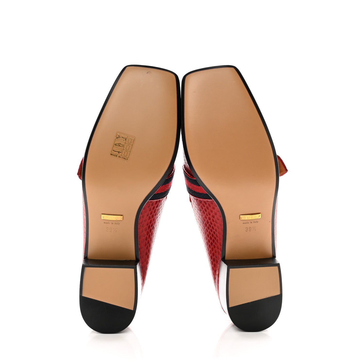 Gucci Elaphe Web Womens Peyton Loafers 39.5 Red 5 of 7