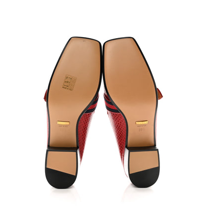 Gucci Elaphe Web Womens Peyton Loafers 39.5 Red 5 of 7