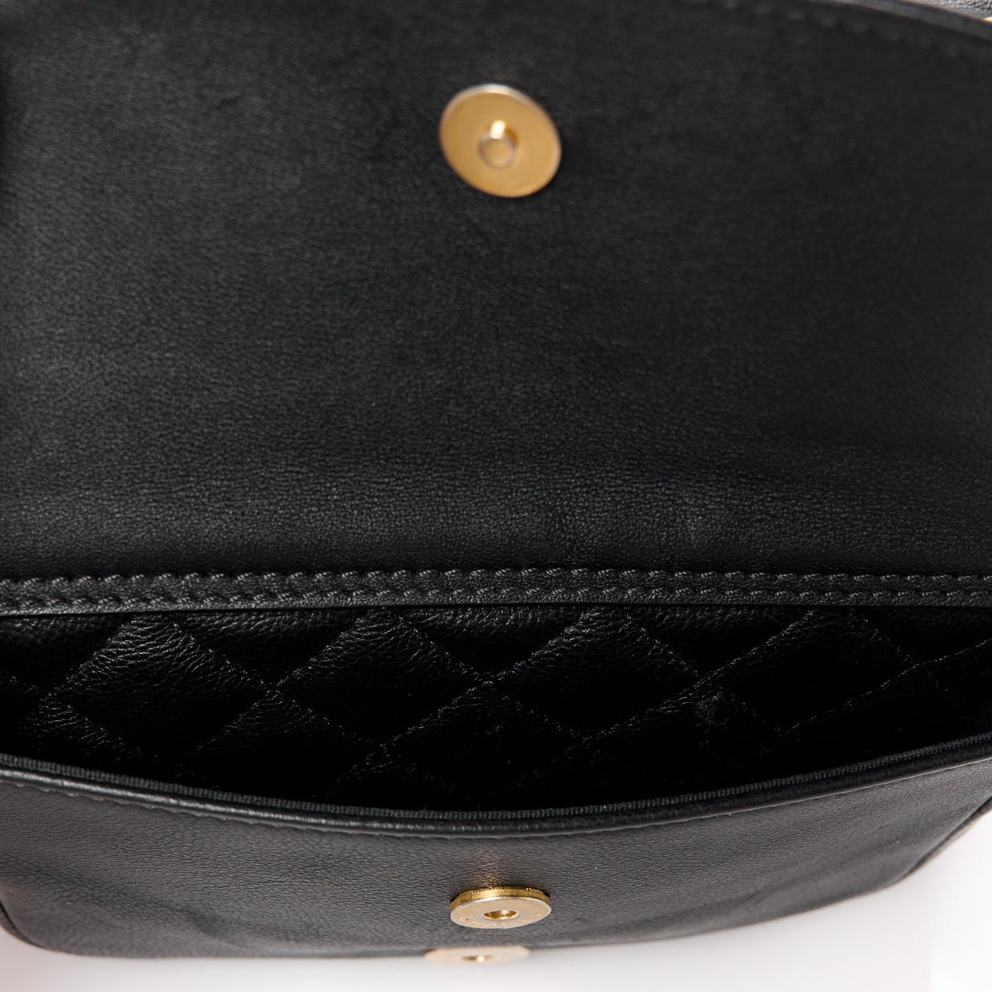 Grained Calfskin Quilted Messenger Flap Black