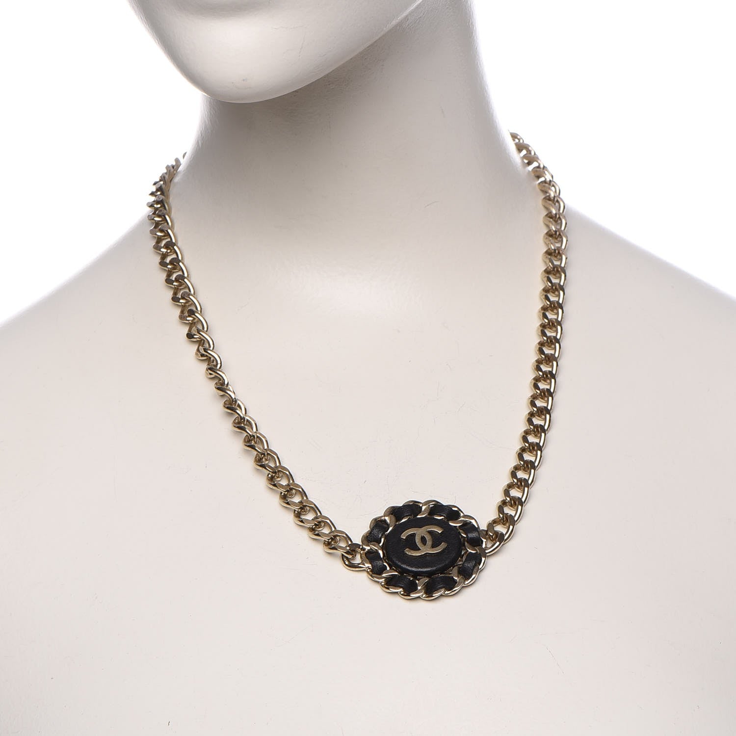 Chanel Lambskin CC Chain Short Necklace Black Gold 2 of 6