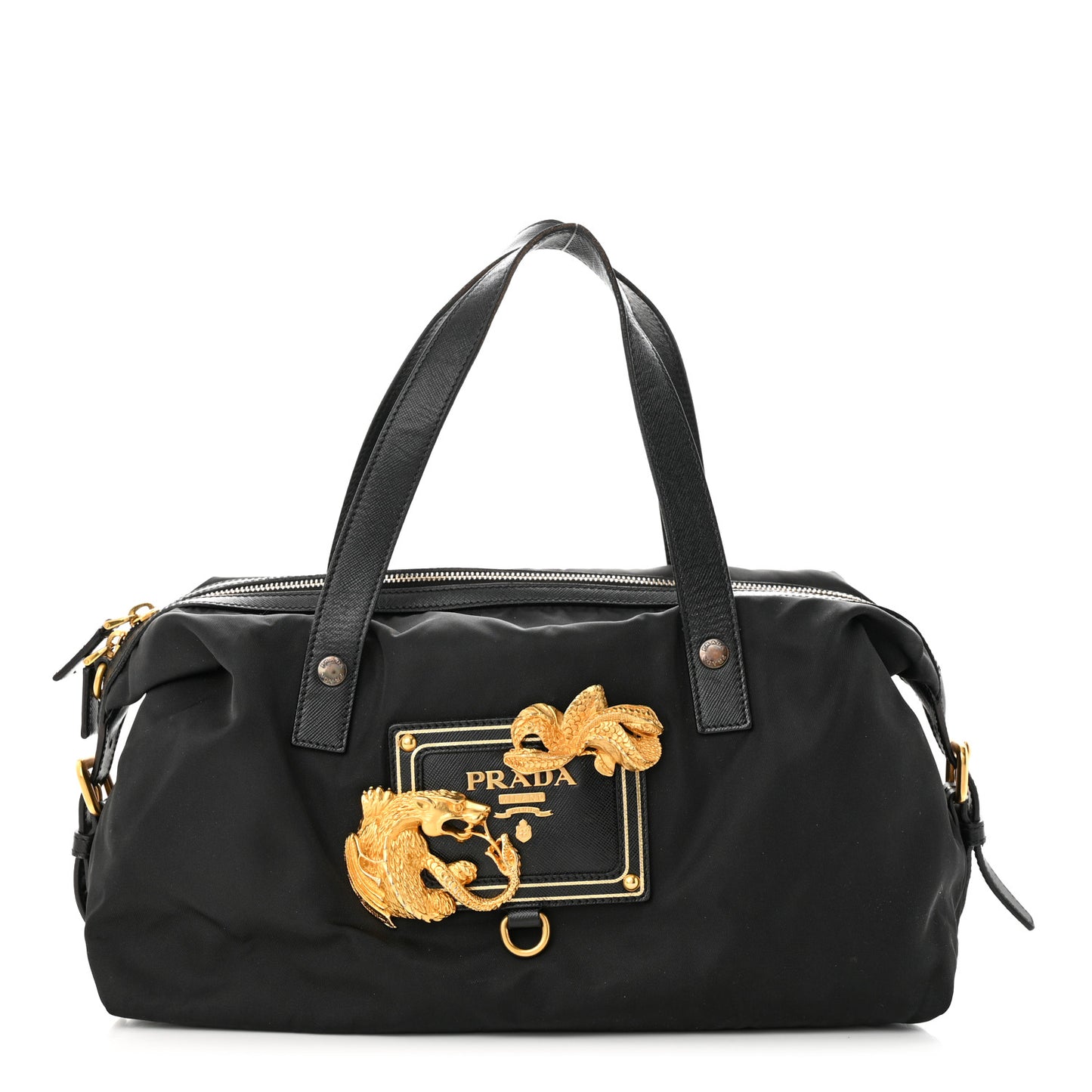 Nylon Animalier Boston Bag Black